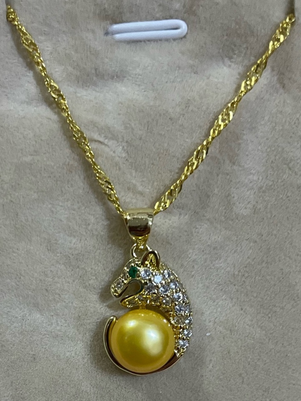 Natural Gold South Sea Cultured Pearl Gold Filled Necklace 22”